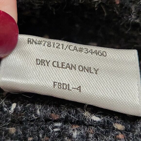 Eileen Fisher Funnel Neck Cardigan Sweater Charcoal Speckled Wool Blend Medium - Picture 11 of 13